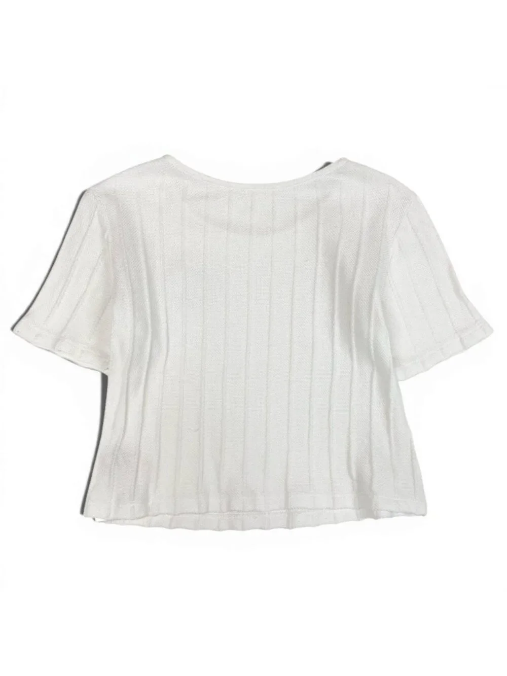 Dior Short Sleeve Knit Summer Sweater Emblem Embroidery White Cotton M